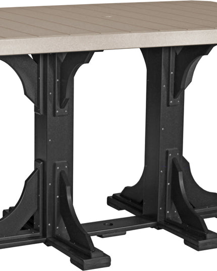 LuxCraft Poly 4x6 Rectangular Table Bar Height (Weatherwood & Black)