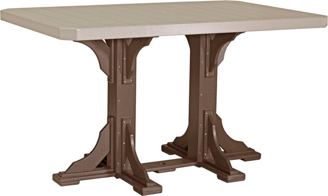 LuxCraft Poly 4x6 Rectangular Table Bar Height (Weatherwood & Chestnut Brown)