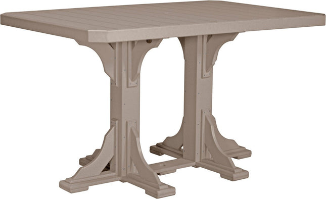 LuxCraft Poly 4x6 Rectangular Table Bar Height (Weatherwood)