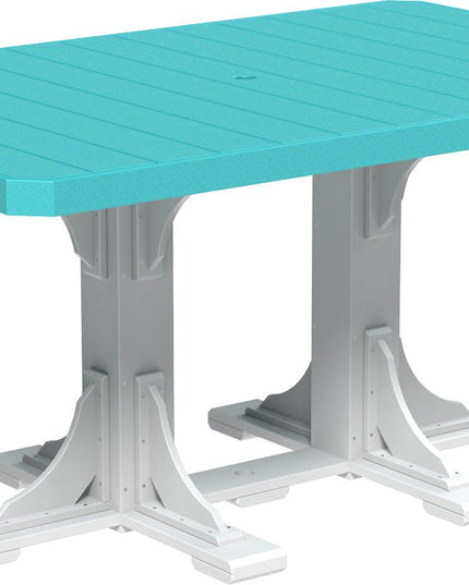 LuxCraft Poly 4x6 Rectangular Table Counter Height (Aruba Blue & White)