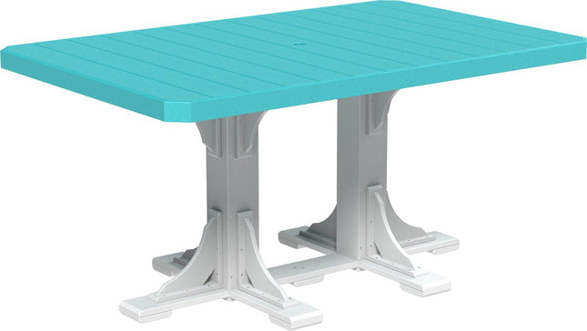 LuxCraft Poly 4x6 Rectangular Table Counter Height (Aruba Blue & White)
