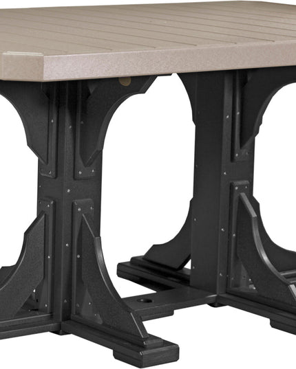 LuxCraft Poly 4x6 Rectangular Table Counter Height (Weatherwood & Black)