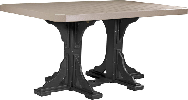 LuxCraft Poly 4x6 Rectangular Table Counter Height (Weatherwood & Black)