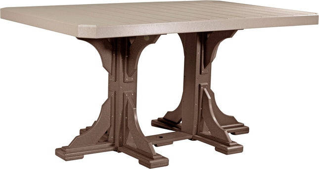 LuxCraft Poly 4x6 Rectangular Table Counter Height (Weatherwood & Chestnut Brown)
