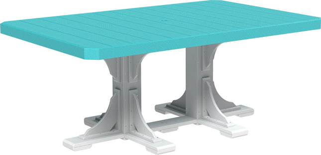 LuxCraft Poly 4x6 Rectangular Table Dining Height (Aruba Blue & White)