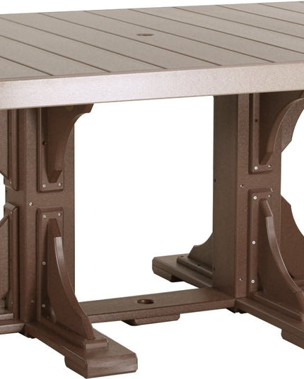 LuxCraft Poly 4x6 Rectangular Table Dining Height (Weatherwood & Chestnut Brown)