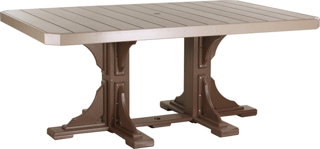 LuxCraft Poly 4x6 Rectangular Table Dining Height (Weatherwood & Chestnut Brown)