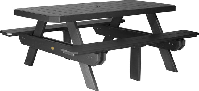 LuxCraft Poly 6' Rectangular Picnic Table (Black)