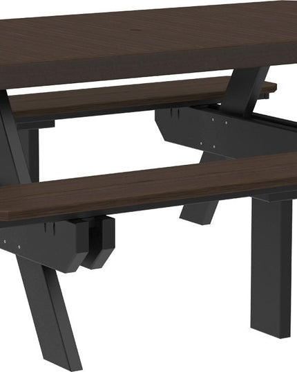 LuxCraft Poly 6' Rectangular Picnic Table (Brazilian Walnut & Black)
