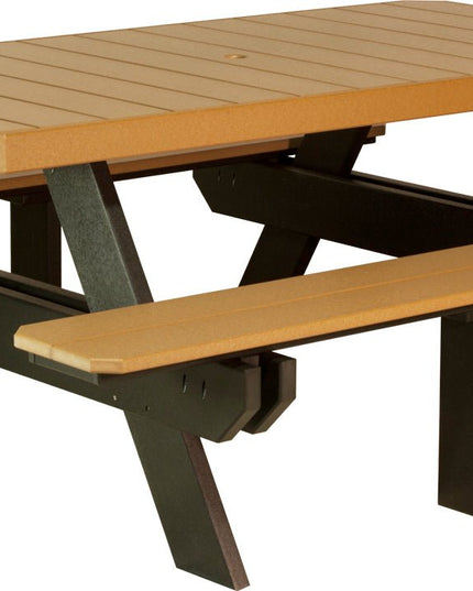 LuxCraft Poly 6' Rectangular Picnic Table (Cedar & Black)