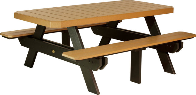 LuxCraft Poly 6' Rectangular Picnic Table (Cedar & Black)