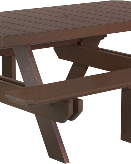 LuxCraft Poly 6' Rectangular Picnic Table (Chestnut Brown)
