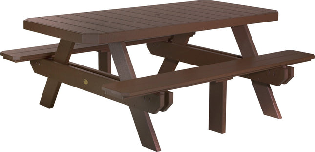 LuxCraft Poly 6' Rectangular Picnic Table (Chestnut Brown)