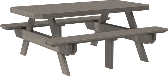LuxCraft Poly 6' Rectangular Picnic Table (Coastal Gray)