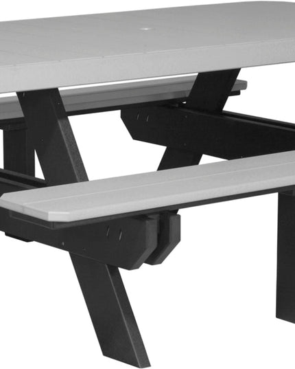 LuxCraft Poly 6' Rectangular Picnic Table (Dove Gray & Black)