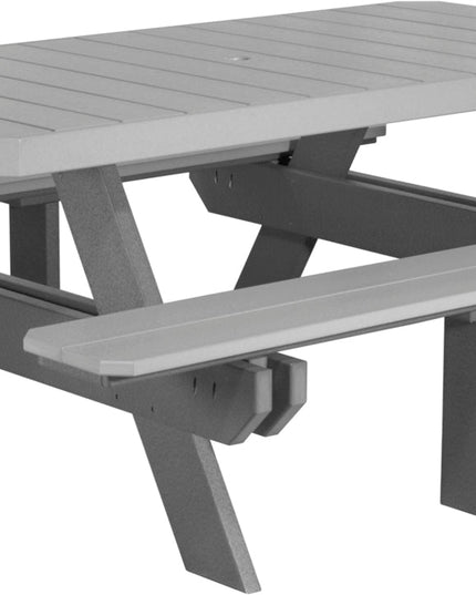 LuxCraft Poly 6' Rectangular Picnic Table (Dove Gray & Slate)