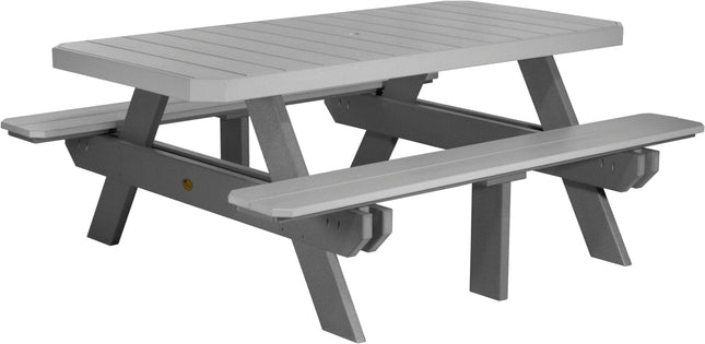 LuxCraft Poly 6' Rectangular Picnic Table (Dove Gray & Slate)