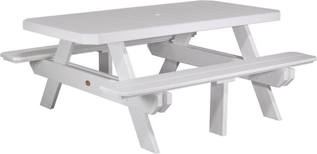 LuxCraft Poly 6' Rectangular Picnic Table (White)