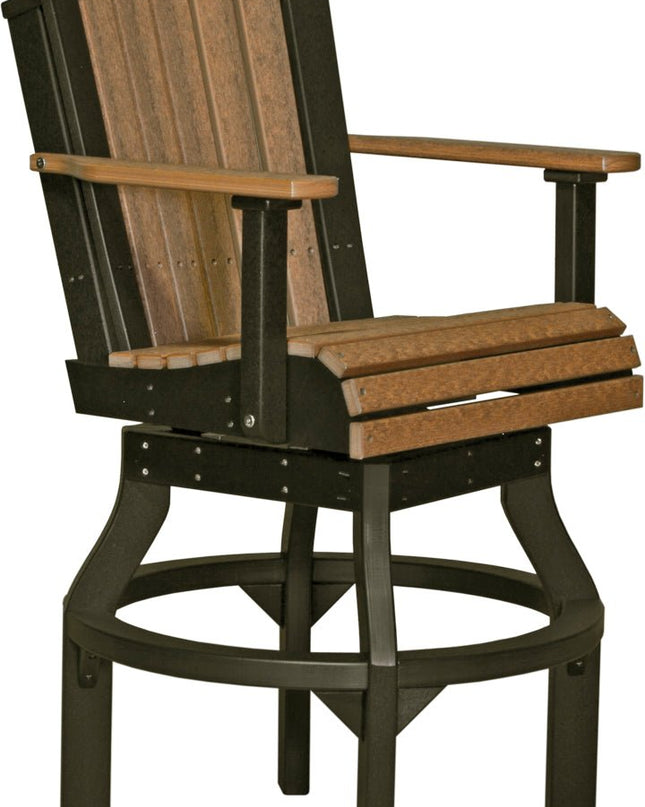 LuxCraft Poly Adirondack Swivel Chair (Bar Height) Antique Mahogany & Black