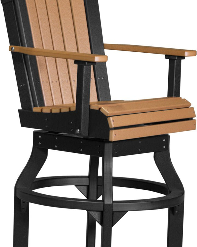 LuxCraft Poly Adirondack Swivel Chair (Bar Height) Cedar & Black