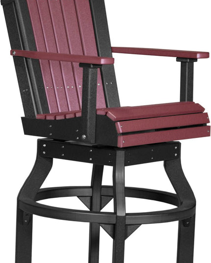 LuxCraft Poly Adirondack Swivel Chair (Bar Height) Cherrywood & Black
