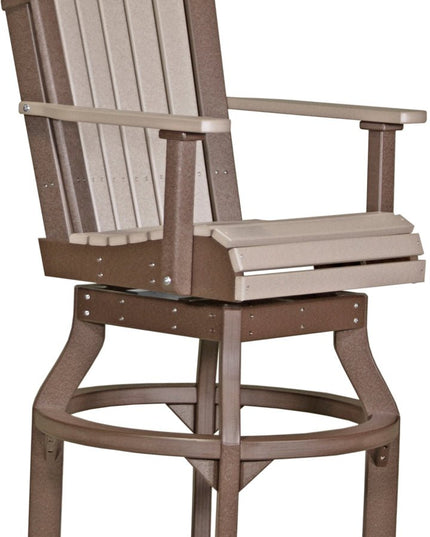 LuxCraft Poly Adirondack Swivel Chair (Bar Height) Weatherwood & Chestnut Brown