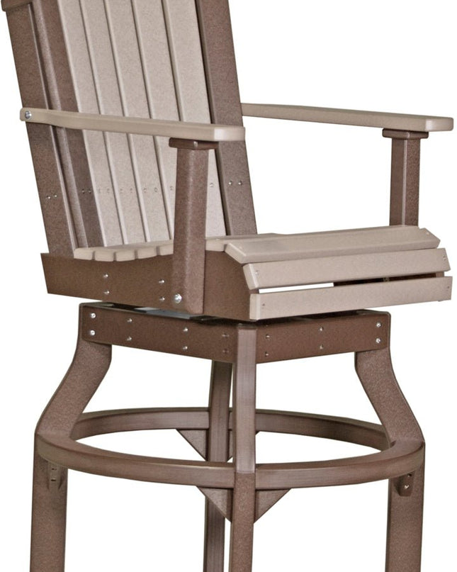 LuxCraft Poly Adirondack Swivel Chair (Bar Height) Weatherwood & Chestnut Brown