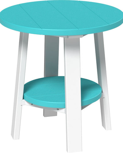 LuxCraft Deluxe End Table featured in aruba blue and white