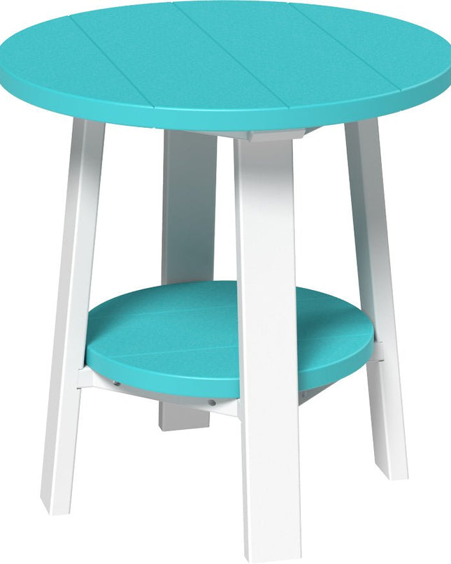 LuxCraft Deluxe End Table featured in aruba blue and white