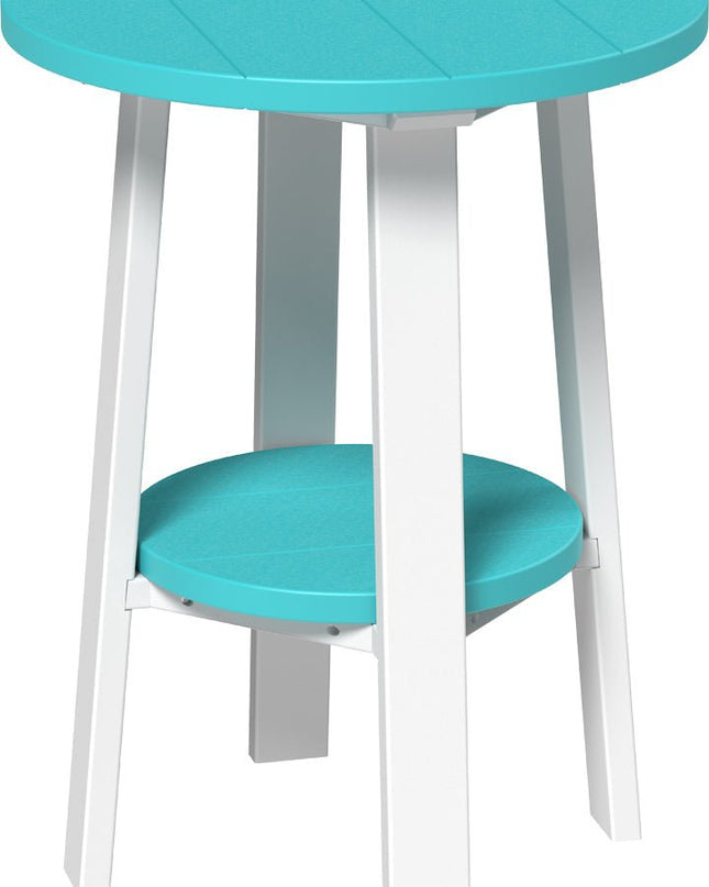 LuxCraft Poly Deluxe End Table (Aruba Blue & White) 28 Inch