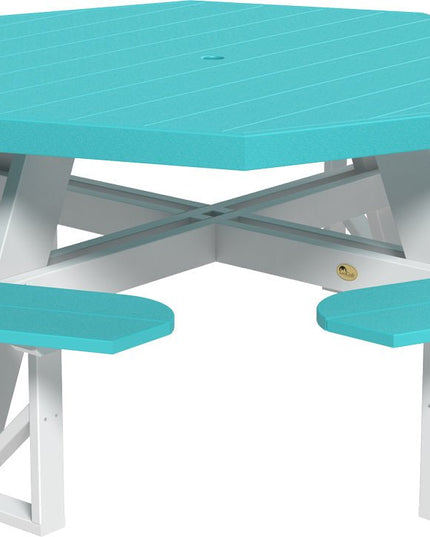 LuxCraft Poly Octagon Picnic Table (Aruba Blue & White) Top