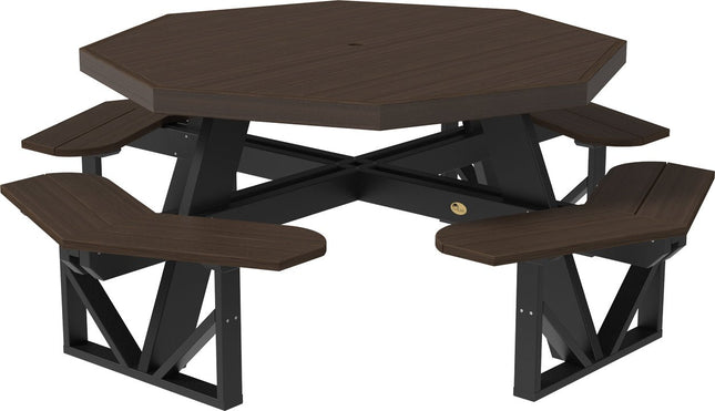 LuxCraft Poly Octagon Picnic Table (Brazilian Walnut & Black)