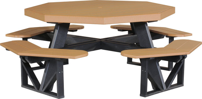 LuxCraft Poly Octagon Picnic Table (Cedar & Black)