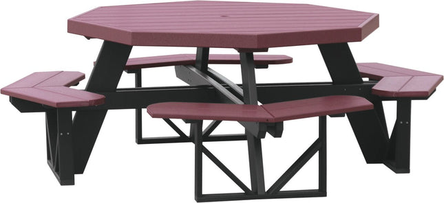 LuxCraft Poly Octagon Picnic Table (Cherrywood & Black)