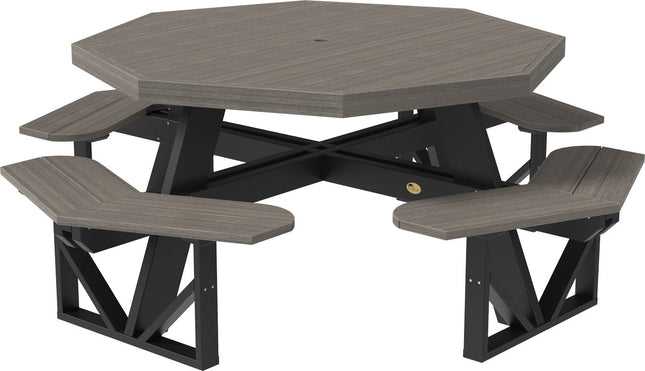 LuxCraft Poly Octagon Picnic Table (Coastal Gray & Black)