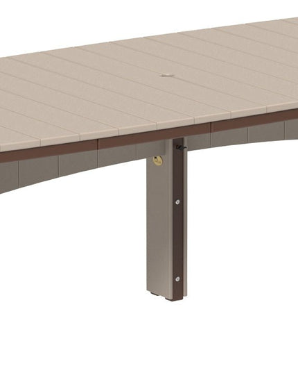 LuxCraft Urban Dining Table Dining Height 4' x 10' Oval Weatherwood & Chestnut Brown