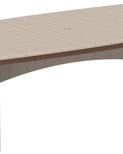 LuxCraft Urban Dining Table Dining Height 4' x 8' Oval Weatherwood & Chestnut Brown
