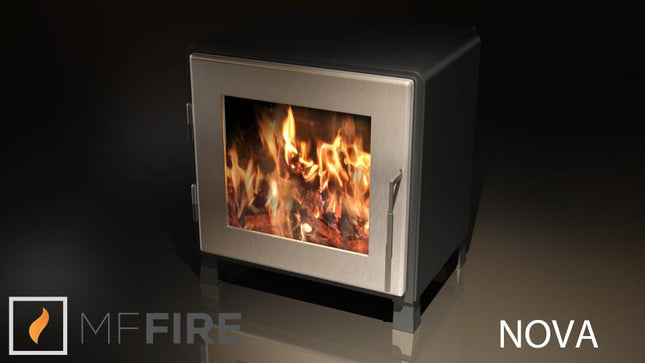 MF Fire Nova 2 Wood Stove – 2.4 cu ft Firebox, 75,000 BTU, 81% Efficiency (Satin Black Door)