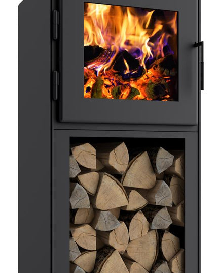 MF Fire Nova 2 Wood Stove – 2.4 cu ft Firebox, 75,000 BTU, 81% Efficiency (Satin Black Door)