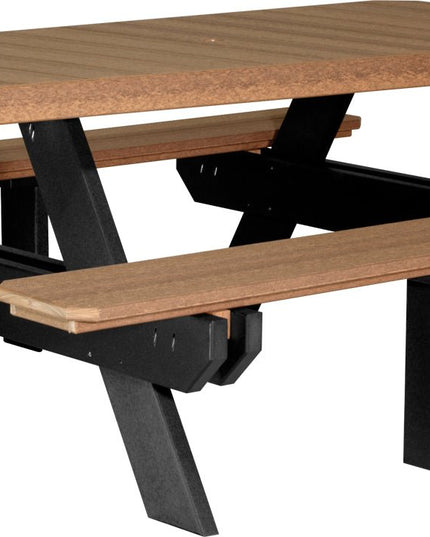 LuxCraft Poly 6' Rectangular Picnic Table (Antique Mahogany & Black)