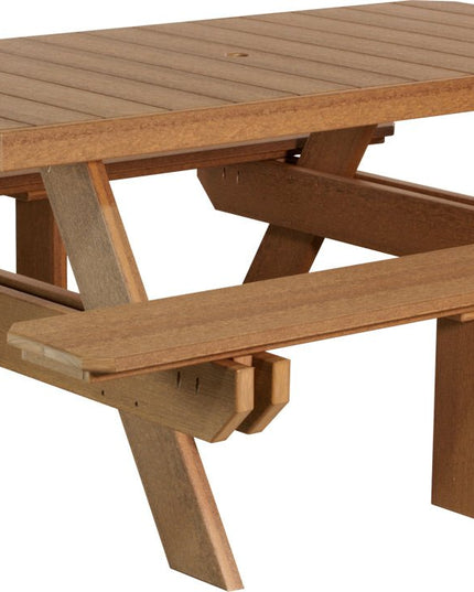 LuxCraft Poly 6' Rectangular Picnic Table (Antique Mahogany)