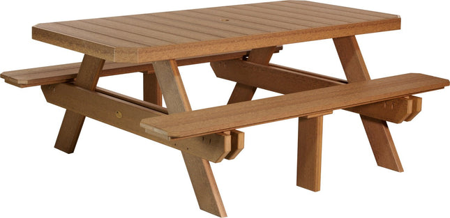 LuxCraft Poly 6' Rectangular Picnic Table (Antique Mahogany)