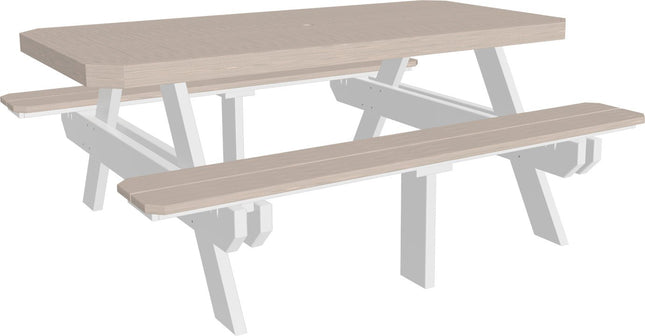 LuxCraft Poly 6' Rectangular Picnic Table (Birch & White)