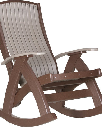LuxCraft Comfort Rocker Weatherwood & Chestnut Brown
