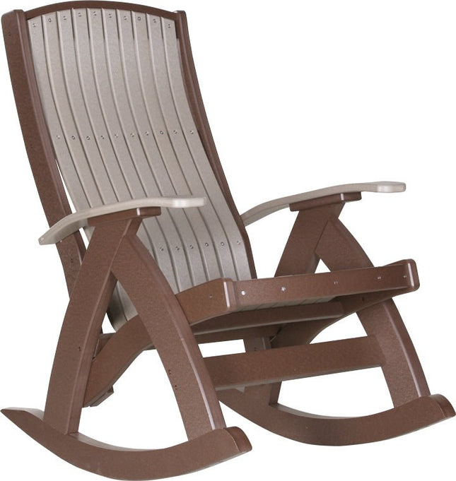 LuxCraft Comfort Rocker Weatherwood & Chestnut Brown