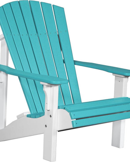 LuxCraft Poly Deluxe Adirondack Chair Aruba Blue & White