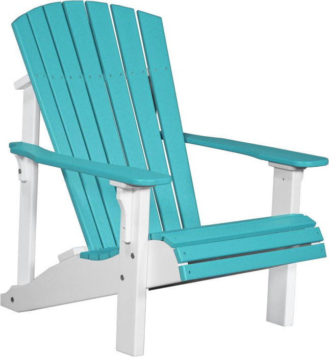 LuxCraft Poly Deluxe Adirondack Chair Aruba Blue & White