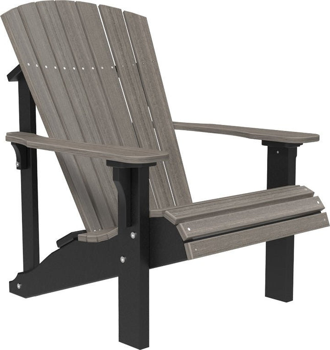 LuxCraft Poly Deluxe Adirondack Chair Coastal Gray & Black