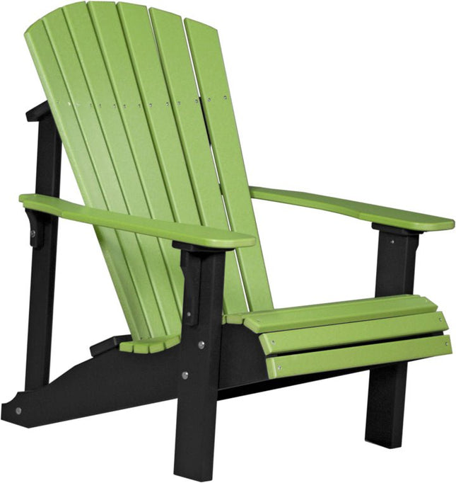 LuxCraft Poly Deluxe Adirondack Chair Lime Green & Black
