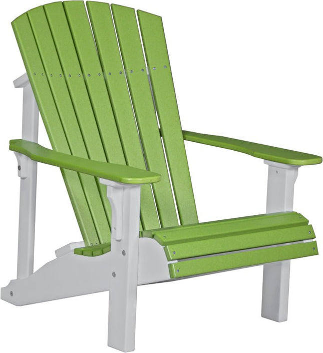 LuxCraft Poly Deluxe Adirondack Chair Lime Green & White